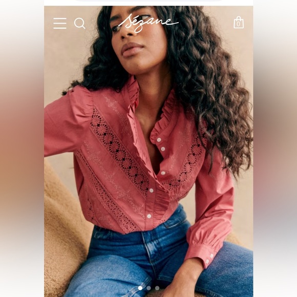 Sézane Lou Rose Shirt Blouse Sz 36 - Picture 3 of 10